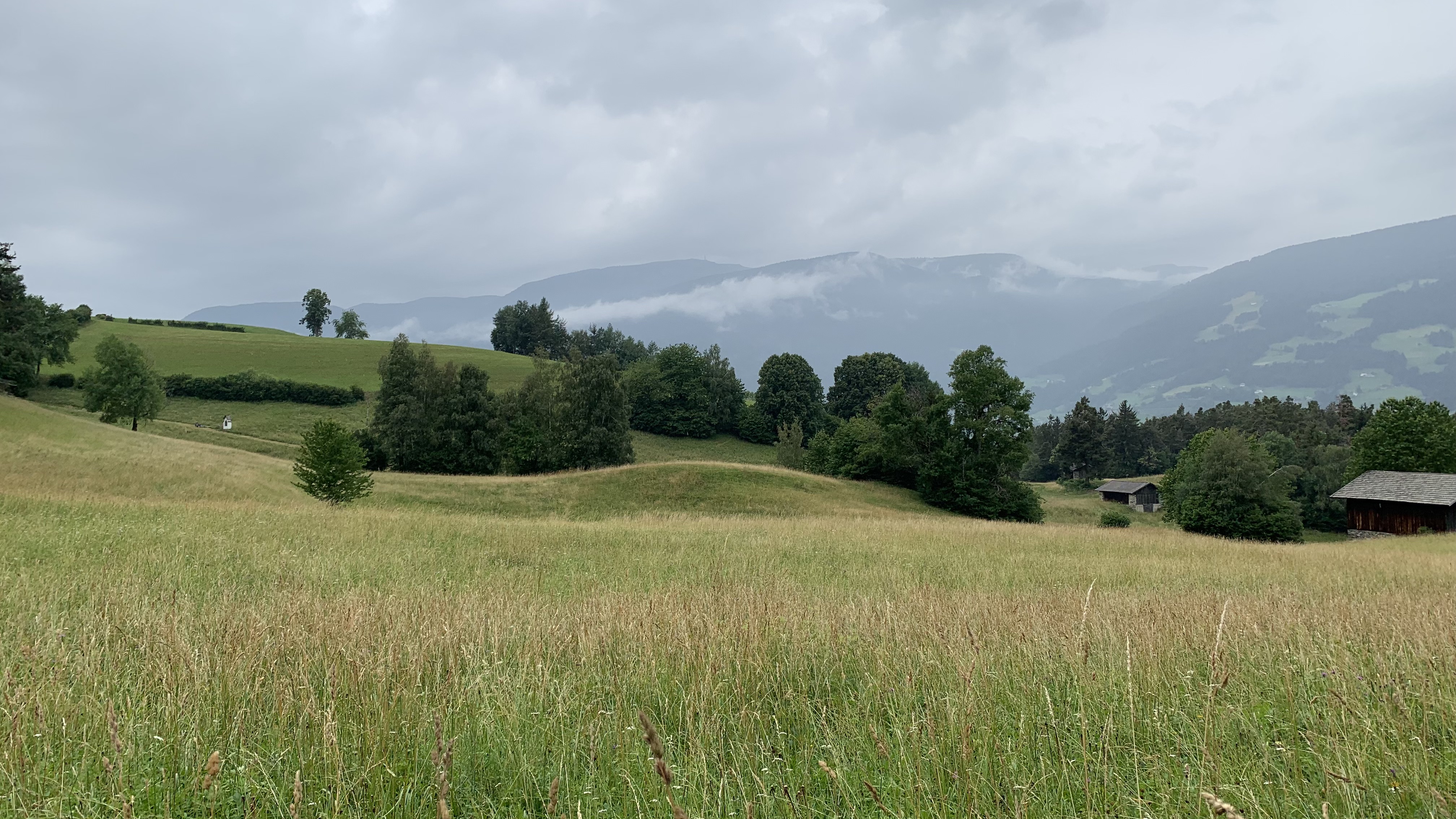 rolling hills with a few small huts scattered throughout